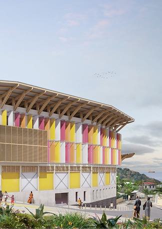 Conseil ingénierie projet GB2A SPRINT : bâtiment coloré avec structure en bois